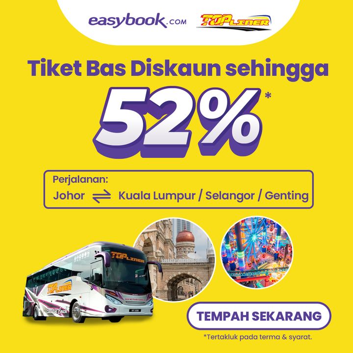 Easybook x Top Liner Bus Tickets 52% Discount Promotion