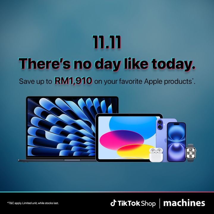 Machines 11.11 Sale: Score Up to RM1,910 Off Apple Products on TikTok!