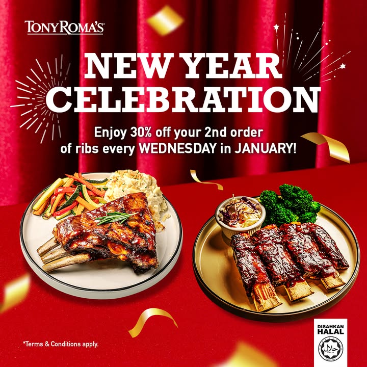 January 2025 Rib Fest at Tony Roma’s – 30% Off Your Second Order!