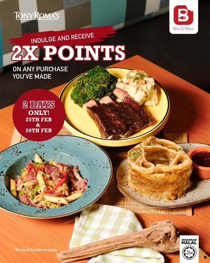 Tony Roma’s Members Day: Double Points on Every Purchase! Don’t Miss Out!