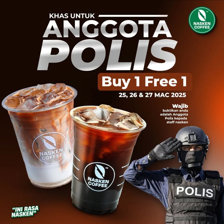 Nasken Coffee Buy 1 Get 1 Free Deal: Exclusive for Malaysian Police Officers! (March 2025)