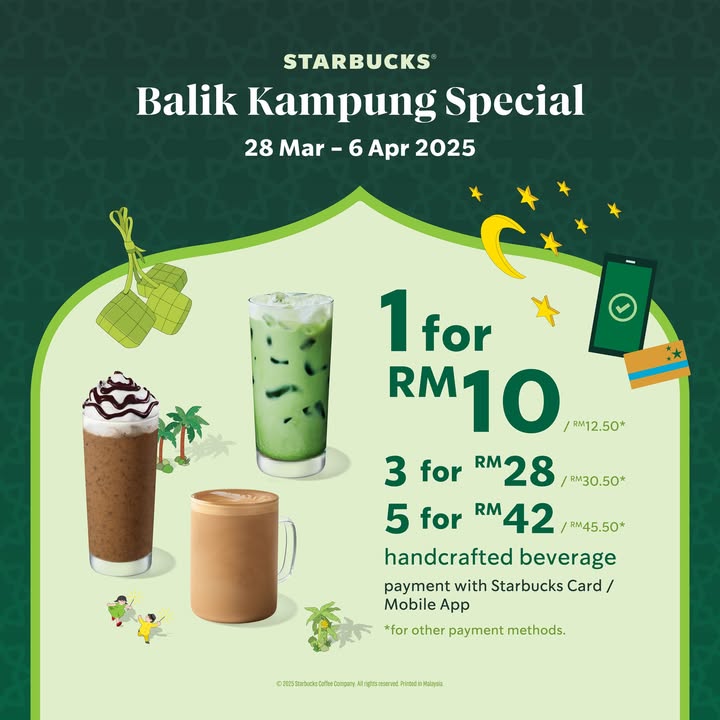 Starbucks Malaysia: Grab Your Favorite Coffee from RM10 at Drive-Thru & R&R Stores!