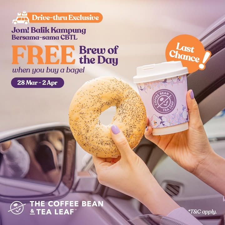 Grab a FREE Coffee with Your Bagel at The Coffee Bean & Tea Leaf Drive-Thrus!