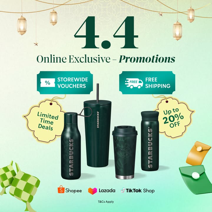 Starbucks Malaysia 4.4 Sale: Snag Exclusive Vouchers on Lazada, Shopee & TikTok!