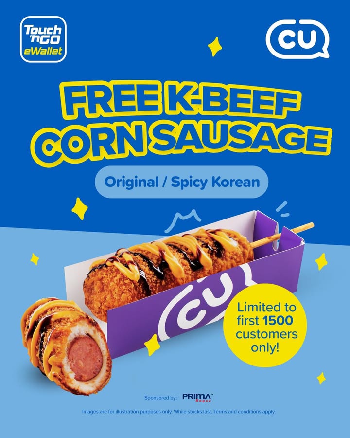 Score a FREE K-Beef Corn Sausage at CU Stores with Touch ‘n Go eWallet!